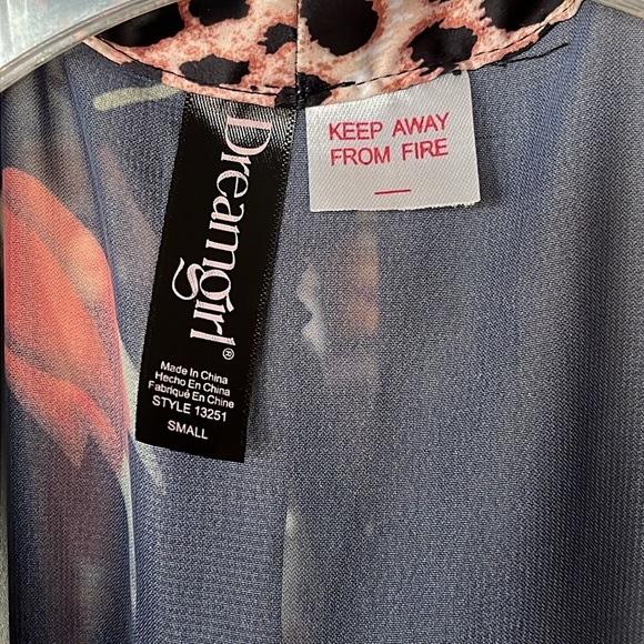 Brand New Dreamgirl Leopard Print Teddy & Robe Set Satin Chiffon Red Rose - Picture 10 of 16